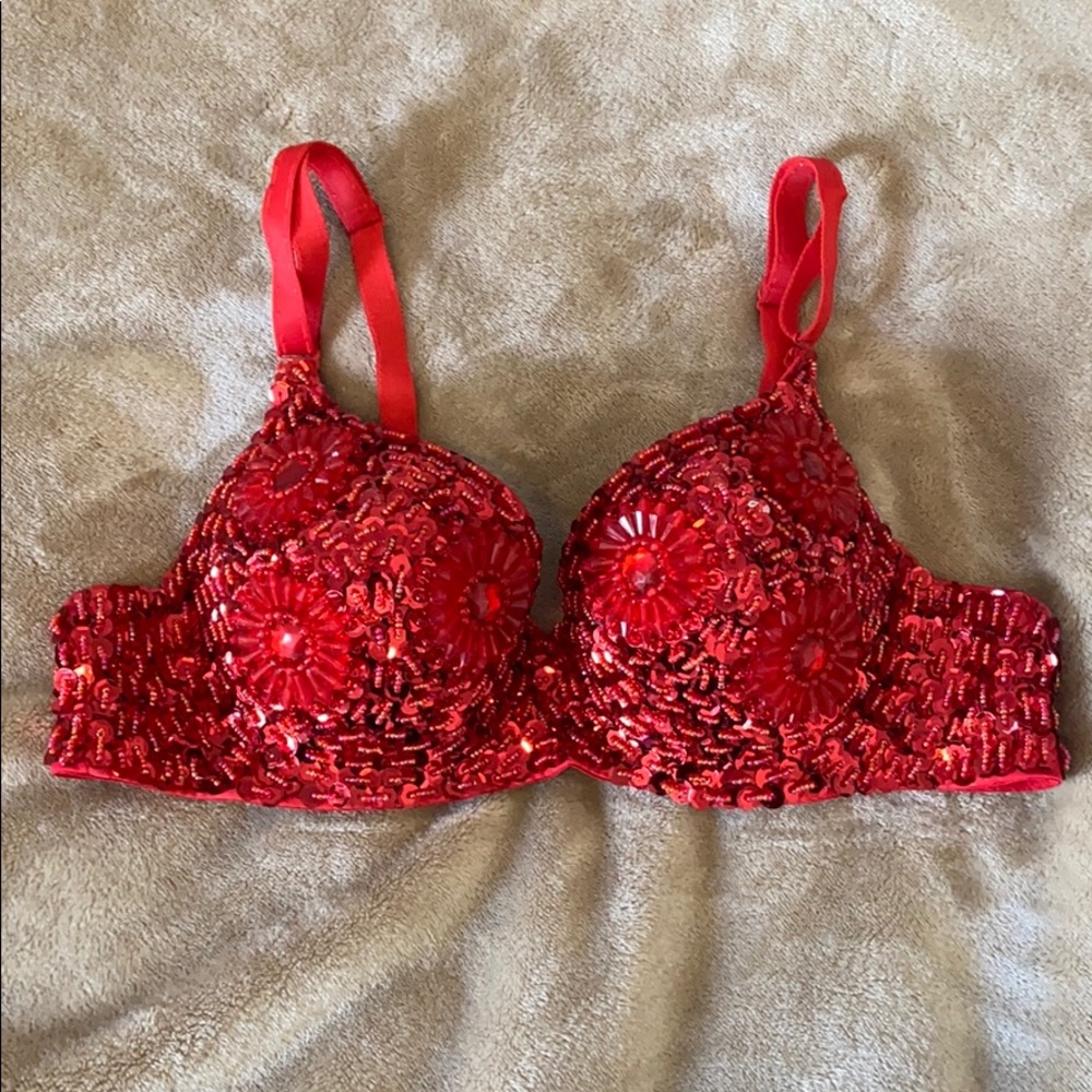 Red sequins costume bra
